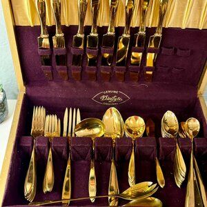 1920s Regal 54-pc set Gold by Dirilyte-Dirigold  w/ Box ~ ANTIQUE